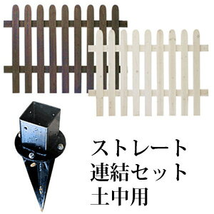 ガーデンフェンス 木製 【送料無料】 ガーデニングフェンス ウッドフェンス 目隠し 柵 仕切り 【ピケットフェンス ストレート連結セット 土中用 SFPS1200E-UB】