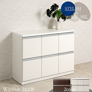 スタイリッシュデザイン スクエアキャビネット幅109扉タイプ ■送料無料・日本製・完成品■
