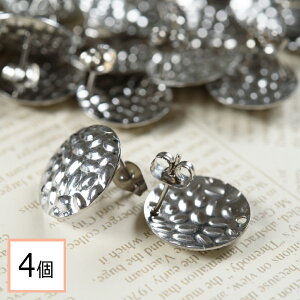 【毎日発送】【サージカルステンレス 316 】 波打ち模様 ピアス シルバー 丸 円形 通し穴つき 15mm 4個(2ペア) キャッチ付き ステンレス アクセサリー パーツ 金属アレルギー対策 問屋 専門店