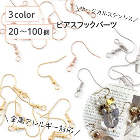 ●【毎日発送】【サージカルステンレス 316 】 ピアスフック ゴールド シルバー ピンクゴールド 20個〜100個 バネ付き タイプA ステンレス パーツ 金具 金属アレルギー対策 ハンドメイド アクセサリーパーツ 問屋 専門店