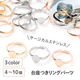 ●【毎日発送】【サージカルステンレス 316 】 リング パーツ ゴールド シルバー ピンクゴールド タイプB 8mm 4個〜10個 指輪 台座 ハンドメイド 金具 手芸 パーツ 金属アレルギー対策 アクセサリーパーツ 問屋 専門店