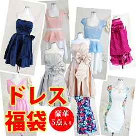 福袋 【限定販売】 超お得！ ドレス 豪華5点入り 新品ドレス キャバドレス パーティドレス 送料無料 15000円相当入り S〜フリーサイズ対応 ミニドレス ロングドレス ミニワンピース スナック衣装 コンパニオン衣装 キャバワンピ スナックワンピ