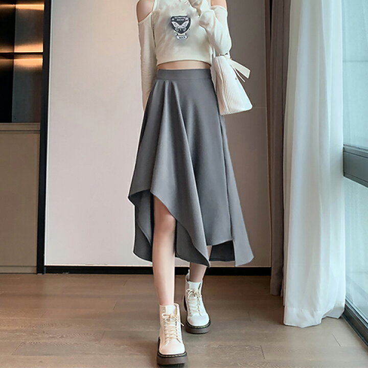 楽天市場】スカート ひざ下丈 フレアスカート セミロング スカート  