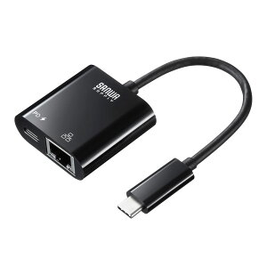 �T�����T�v���C USB TypeC-LAN�ϊ��A�_�v�^(PD�Ή�) USB3.2 Gen1-RJ-45 �u���b�N USB-CVLAN7BK