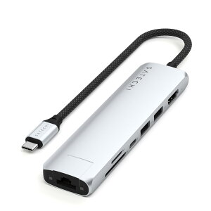 SATECHI 7 in 1 USB-C �X�����N���V�b�N �}���`�|�[�g�A�_�v�^�[�A�����f�[�^�]���i�L��LAN�C�[�T�l�b�g�APD 60W�A4K@60Hz HDMI�AUSB-A 5Gbps ×2�ASD/microSD�Ή��AMacBook Air & Pro�A�m�[�g�p�\�R���Ή��j? �V