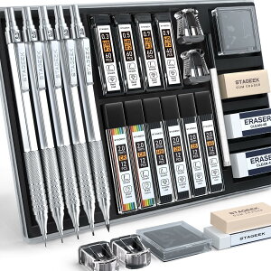 STAGEEK 21�{���胁�^���V���[�v�y���V���Z�b�g�A�A�[�g���M 0.3�A0.5�A0.7�A0.9�A2mm�̃��[�h�z���_�[�iHB�A2H�A2B�A4B�A�J���[�j10�{�̃O���t�@�C�g�c�l�ߑւ��`���[�u�ƃP�[�X�t�������S���A��