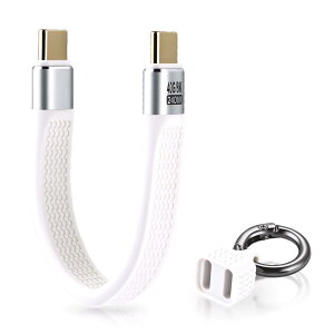 ELUTENG USB C �P�[�u�� �Z�� 13.5cm �^�C�vc �P�[�u�� 240W�}���[�d 40Gbps�����]�� 8K60Hz�o�� �L�[�����O�t �A���~���� �u���b�N USB4.0 �����^�ѕ֗� �z���C�g