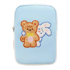 【当日出荷】 韓国 ポーチ 合皮 ケーブル 充電器 モバイルバッテリー かわいい 大容量 可愛い 高校生 ガーリー 女子高生 メイク くま うさぎ 中学生 ナプキン サニタリー 水色 ピンク 雑貨 milkjoy 充電が通せる便利なポーチ 夏色が可愛い合皮ポーチ♪全2色）