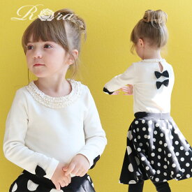 [ フォーマルセール最大30％OFF 3960→2772円 ] 子供服Rora メイ 長袖カットソー フォーマル 子供服 女の子 キッズ トップス カットソー 長袖 入学式 入園式 卒園式 卒業式 七五三 リボン フリル 100 110 120 130 140 白 ホワイト ローラ