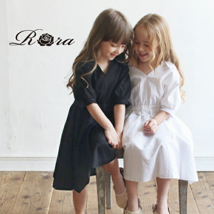 楽天市場 30 セール 子供服rora アメリー リネン ワンピース 子供服 ワンピース 女の子 夏ワンピース リネンワンピース 半袖 黒 白 夏服 こども服 キッズ 大人っぽい おしゃれ 可愛い 後ろリボン 膝丈 ひざ下丈 子供 服 ナチュラル かわいい 100 110 1 130 140 150