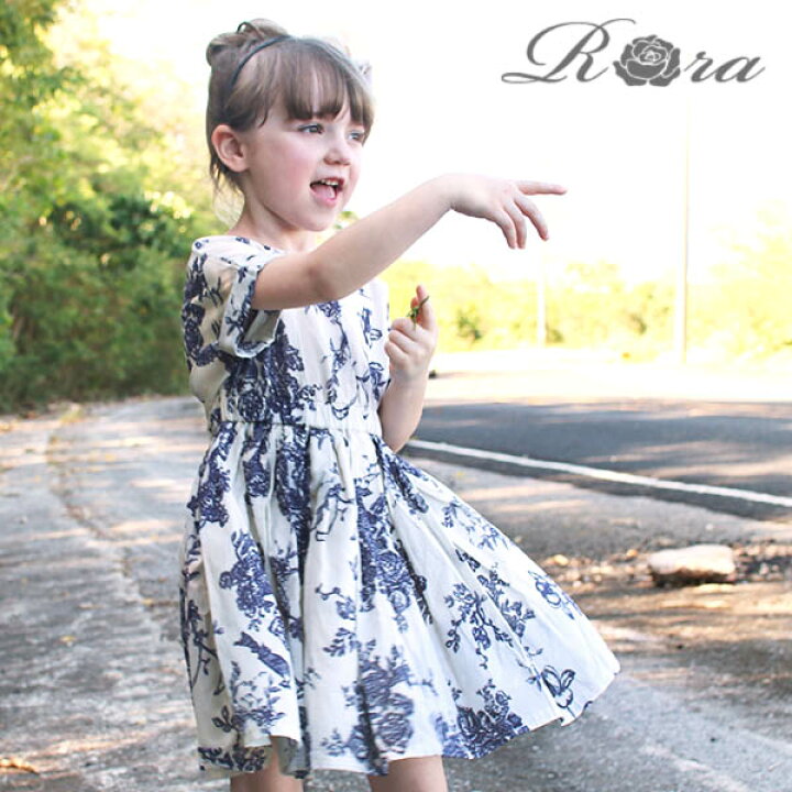 楽天市場 子供服rora ペルル ワンピース キッズ服 子供服 女の子 ワンピース 半袖 キッズワンピース 大人っぽい 春 夏 花柄 おしゃれ 上品 可愛い 夏ワンピース 青 ふんわり 裏地付 100 110 1 130 140 子供服 ピンクキャット
