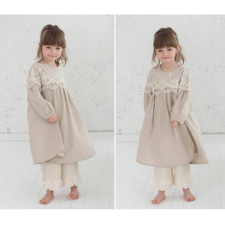 楽天市場 子供服rora ドルミール パジャマ ドレス キッズ パジャマ 女の子 子供 かわいい 長袖 ワンピース フリル 上品 レース 子供服 ルームウェア ナチュラル ベージュ 綿100 春 100 110 1 130 140 150 Cm 子供服 ピンクキャット