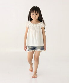 子供服Rora アミカ トップス 子供服 子供 女の子 キッズ 夏服 トップス tシャツ 半袖 きれいめ カジュアル シンプル プルオーバー フリル 可愛い 夏春 ブラック ホワイト 黒 白 コットン100 綿 ギャザー 100 110 120 130 140 150