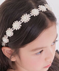 [日本製] 子供服Rora エリザベス カチューシャ ヘアアクセサリー カチューシャ フォーマル 髪飾り 花 パール 大人っぽい おしゃれ 女の子 可愛い レース 花柄 発表会 結婚式 入学 入園 卒園 卒業 七五三 シンプル 白 ベージュ クリーム ホワイト