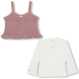 【50％OFF アウトレットSALE】通販限定 PINKHUNT ピンクハント ニットキャミ付き ロンT 0917K キッズ ジュニア 女の子 小学生 中学生 おしゃれ かわいい 3way 袖広 リブ PH ファッション 韓国トレンドファッション