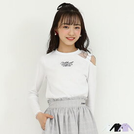 2/13～ 40％OFF 売り尽くしSALE チュール 切替え 肩あきリブ ロングTシャツ 8572K 子供服 キッズ ジュニア 女の子 PH 小学生 お出かけ かわいい おしゃれ 中学生 韓国トレンドファッション PINKHUNT ピンクハント 肩出し