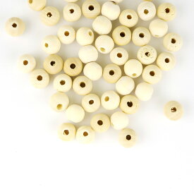 10mm×9mm 50個入 ナチュラルウッドビーズ 丸玉 【ゆうパケット対応】