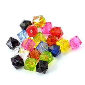 10mm アソート20個入 アクリルビーズ キューブ / 半透明 カラフル ミックス MIX 手芸 プラビーズ 四角形 多面 スペーサー POP ポップ ハンドメイド 資材【ゆうパケット対応】
