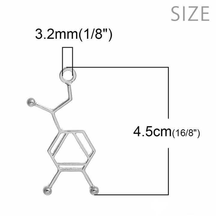 楽天市場 1個入 45mm 28mm メタルチャーム 分子式 化学式 チャーム ノルアドレナリン シルバートーン 構造式 理系女子 リケジョ 化学 理系 ネックレス ペンダントトップ イヤリング ピアス アクセサリーパーツ ハンドメイド材料 金属パーツ ゆうパケット対応 手芸