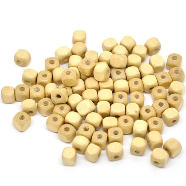 楽天市場】8mm 50個入 ウッドビーズ キューブ ナチュラル / 木製 