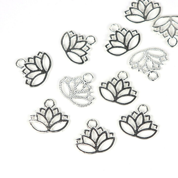 楽天市場 10個入 17mm 15mm メタルチャーム 蓮の花 銀メッキ ハンドメイド アクセサリーパーツ メタル ボタニカル ロータス ハスの花 睡蓮 スイレン オリエンタル 和風 ゆうパケット対応 手芸材料のお店 アンシャンテ工房