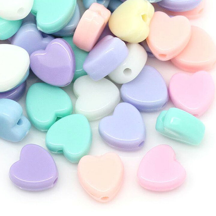 楽天市場 約8 8 5mm アソート50個入 アクリルビーズ ハート パステルカラー 穴約1 5mm カラフル ミルキーカラー ミックス 手芸 プラビーズ スペーサー Love バレンタイン ゆめかわいい ゆうパケット対応 手芸材料のお店 アンシャンテ工房