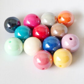 約14mm アソート10個入 アクリルビーズ 球形 穴約1.9mm つやだしマット / 不透明ビーズ スペーサー ミックス MIX ポスターカラー プラスティック プラスチック カラフル POP ポップ ハンドメイド 資材【ゆうパケット対応】