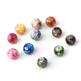 約8mm アソート30個入 アクリルビーズ カラフルマーブル 穴約1.6mm / 半透明 スペーサー ミックス MIX ポスターカラー 光沢無し プラスティック プラスチック カラフル POP ポップ ハンドメイド 資材【ゆうパケット対応】