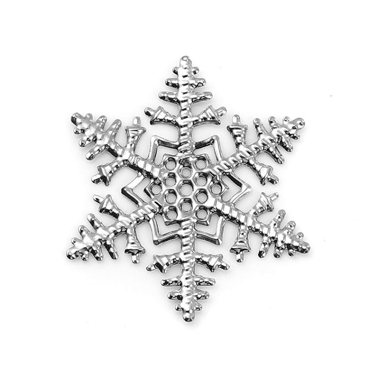 楽天市場】5個入 約45×45×0.3mm 透かしパーツ スノーフレーク シルバー  