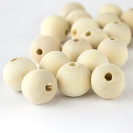 約17mm ナチュラルウッドビーズ 丸玉 穴4mm 20個入 / 木製ビーズ 木のビーズ 無垢 木目 天然 ラウンド 丸…