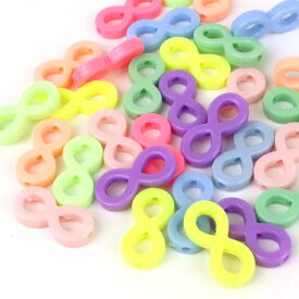 30個入 約21mm×10mm アソート アクリルビーズ インフィニティ パステルカラー / 無限 メビウス スペーサー ミックス MIX プラスティック パステル カラフル POP ポップ 可愛い ハンドメイド 資材【ゆうパケット対応】