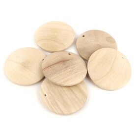 5個入 直径約40mm ナチュラル ウッドチャーム フラットラウンド / 木製チャーム 木 チャーム 無垢 木目 天然 丸 平丸 レンズ豆 ハンドメイド資材【ゆうパケット対応】