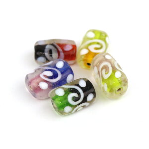 【アウトレット】1個入 インドビーズ ガラス 楕円 アソート ミックス / ビーズ ハンドメイド 手作り アクセサリー ピアス ネックレス トンボ玉 【ゆうパケット対応】