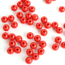 約8mm 50個入 アクリルビーズ 球形 赤 穴約2mm / レッド 丸 円 スペーサー 1色 シンプル 光沢あり プラスティック ハンドメイド 資材【ゆうパケット対応】