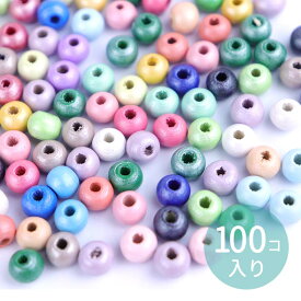 6mm×5mm 100個入 ウッドビーズ 球形 アソート メタリックカラー / 木製 オーナメント ポップ ミックス MIX ニスなし パール ラウンド スペーサー パール カラフル 工作材料 ハンドメイド資材 アクセサリー【ゆうパケット対応】