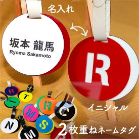アクリル製ネームタグ ベルト付き 円形 2枚重ね 直径7.5cm アンシャンテラボ / 母の日 父の日 ゴルフ ネームプレート 丸 透かし イニシャル アルファベット ラゲッジタグ 旅行バッグ トラベルネームタグ スーツケース 【無料ギフトボックス付】【ゆうパケット対応】