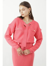 【SALE／50%OFF】◆片畦ボウタイミドルゲージニットプルオーバー PINKY&DIANNE ピンキー アンド ダイアン トップス ニット ピンク ホワイト【RBA_E】【送料無料】[Rakuten Fashion]