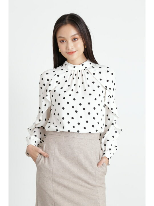 楽天市場】【SALE／40%OFF】◇ランダムドットラグランラッフルブラウス 