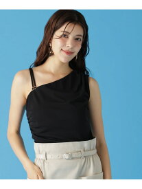 ワンショルダーストラップカットソートップ PINKY&DIANNE ピンキー アンド ダイアン トップス カットソー・Tシャツ ブラック ホワイト【先行予約】*【送料無料】[Rakuten Fashion]
