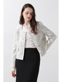 【SALE／30%OFF】◆スクエアーネックツイードジャケット PINKY&DIANNE ピンキー アンド ダイアン ジャケット・アウター テーラードジャケット・ブレザー ブルー ホワイト【RBA_E】【送料無料】[Rakuten Fashion]