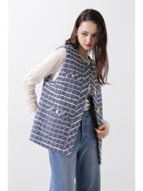 【SALE／50%OFF】◆ツイードジレ PINKY&DIANNE ピンキー アンド ダイアン ジャケット・アウター テーラードジャケット・ブレザー ブルー ホワイト【RBA_E】【送料無料】[Rakuten Fashion]