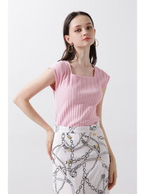 スクエアネックニットトップス PINKY&DIANNE ピンキー アンド ダイアン トップス ニット ブルー ピンク ベージュ ホワイト【送料無料】[Rakuten Fashion]