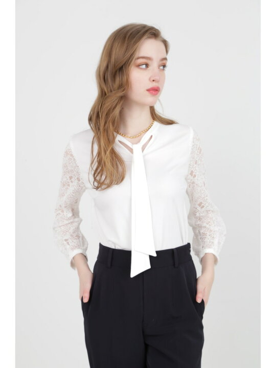 楽天市場】【SALE／50%OFF】◇レースコンビボウタイカットソー 