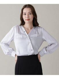 Vネックボタンブラウス PINKY&DIANNE ピンキー アンド ダイアン トップス シャツ・ブラウス グレー ベージュ ネイビー【送料無料】[Rakuten Fashion]