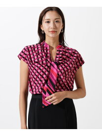 【SALE／40%OFF】ジオメトリックプリントクロスリボンブラウス PINKY&DIANNE ピンキー アンド ダイアン トップス シャツ・ブラウス ブルー【RBA_E】【送料無料】[Rakuten Fashion]