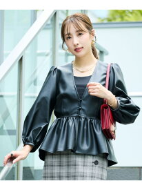 【SALE／57%OFF】フォーレザーペプラムブラウス PINKY&DIANNE ピンキー アンド ダイアン トップス シャツ・ブラウス ワインレッド ブラック【RBA_E】【送料無料】[Rakuten Fashion]