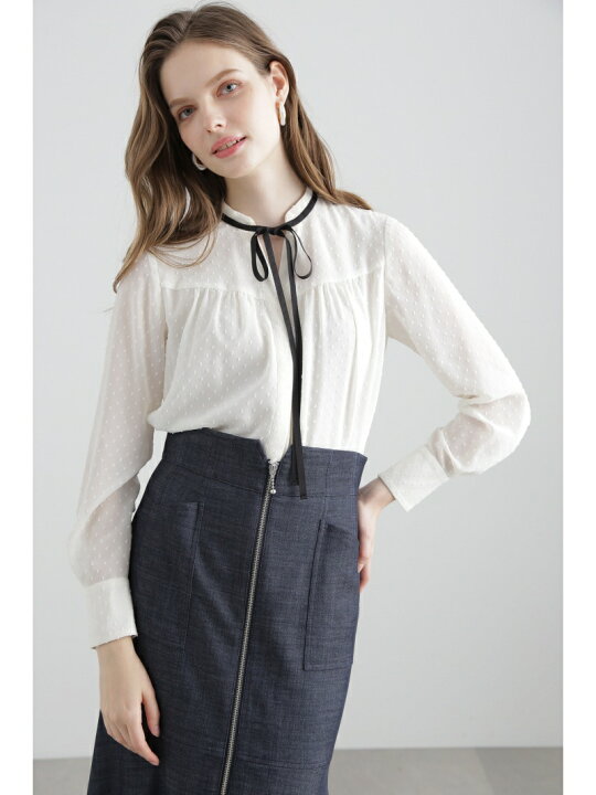 楽天市場】【SALE／50%OFF】◇カットジャカードリボンブラウス 