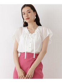 【SALE／49%OFF】◆ギャザーネックブラウス PINKY&DIANNE ピンキー アンド ダイアン トップス シャツ・ブラウス ホワイト ピンク【RBA_E】【送料無料】[Rakuten Fashion]