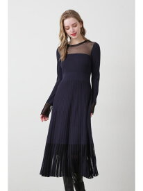 【SALE／50%OFF】◆シアーコンビフレアーニットワンピース PINKY&DIANNE ピンキー アンド ダイアン ワンピース・ドレス ワンピース ネイビー ブルー【RBA_E】【送料無料】[Rakuten Fashion]