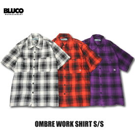 送料無料!!BLUCO(ブルコ) OL-1106 OMBRE WORK SHIRT S/S 3色(BLK/B.RED/PPL)